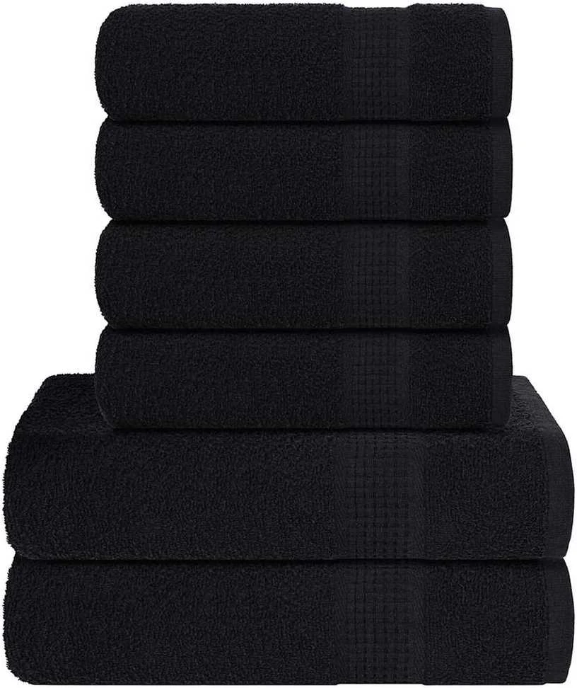 Rankšluostis Rankšluosčių rinkinys, 6vnt., juodi, 100% medvilnė, 600g/m²