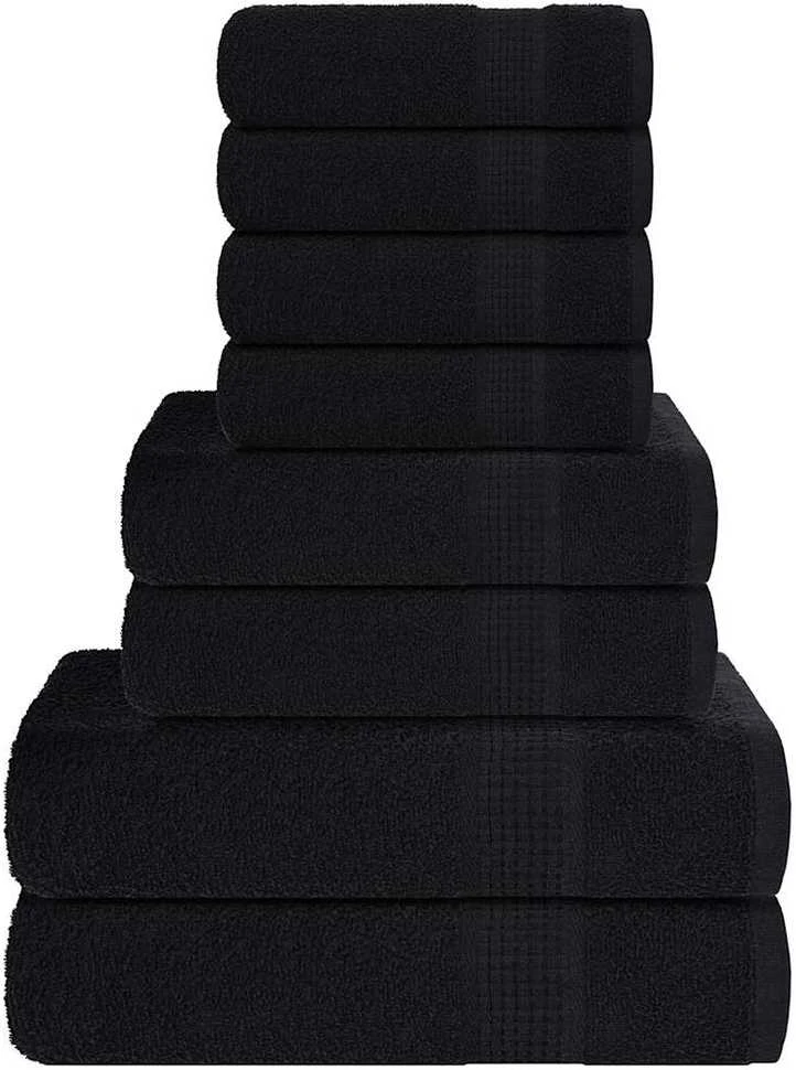 Rankšluostis Rankšluosčių rinkinys, 8vnt., juodi, 100% medvilnė, 360g/m²