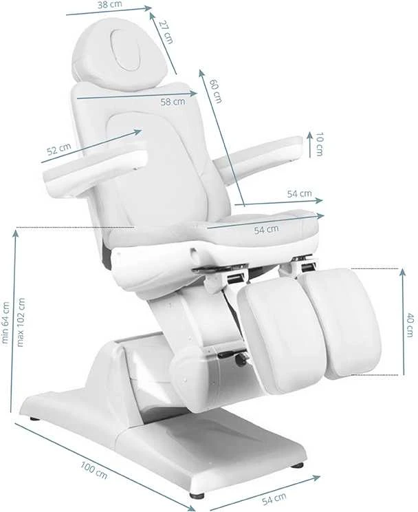 Activeshop Kosmetologinis krėslas AZZURRO 870 PEDI ELECTRIC 3 MOTOR Baltas