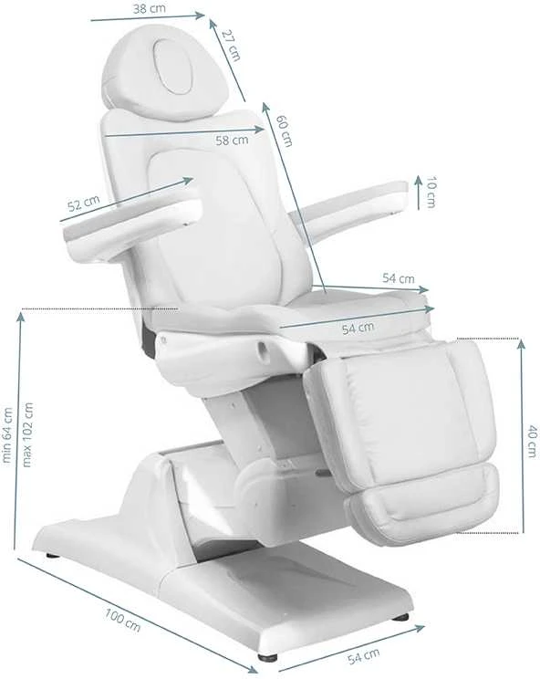 Activeshop Kosmetologinis krėslas AZZURRO 870 ELECTRIC 3 MOTOR Baltas