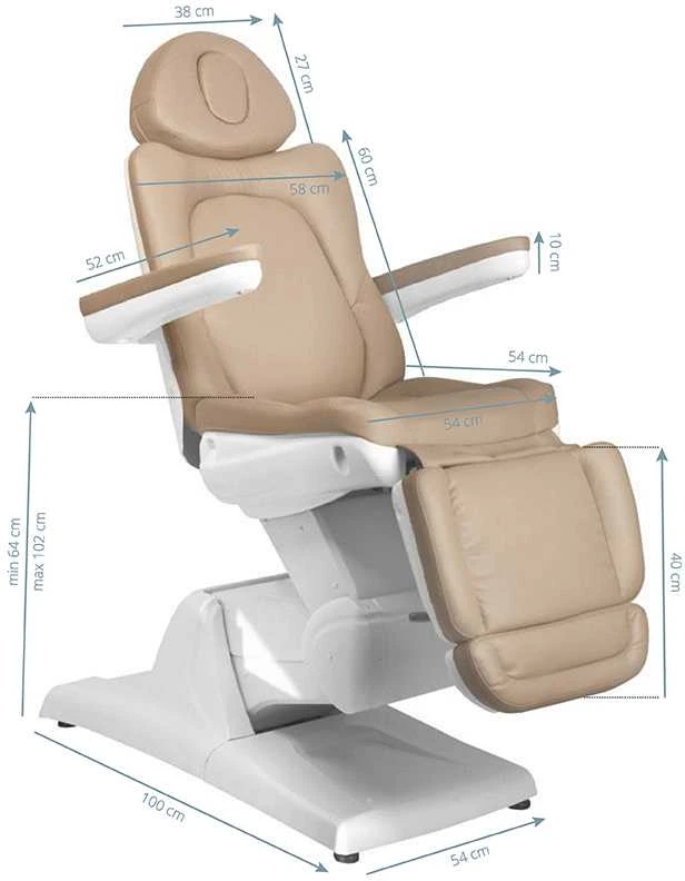 Activeshop Kosmetologinis krėslas AZZURRO 870 ELECTRIC 3 MOTOR Cappuccino