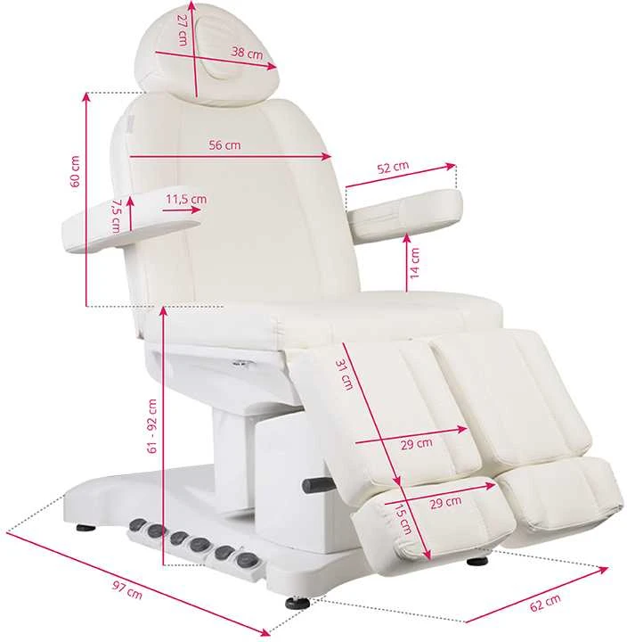 Activeshop Kosmetologinis krėslas Azzurro Pedi Pro Electric 3 Motor Foot Control Baltas Heated