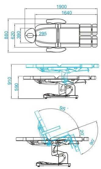 Activeshop Kosmetologinis krėslas AZZURRO 708A PEDI ELECTRIC 3 MOTOR Baltas