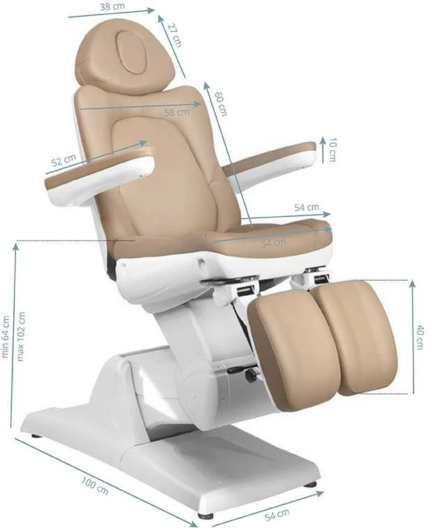 Activeshop Kosmetologinis krėslas AZZURRO 870 PEDI ELECTRIC 3 MOTOR Cappuccino