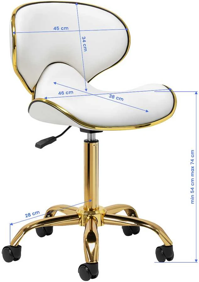 Activeshop Kosmetologinė meistro kėdutė Gabbiano Q-4599G Gold Baltas