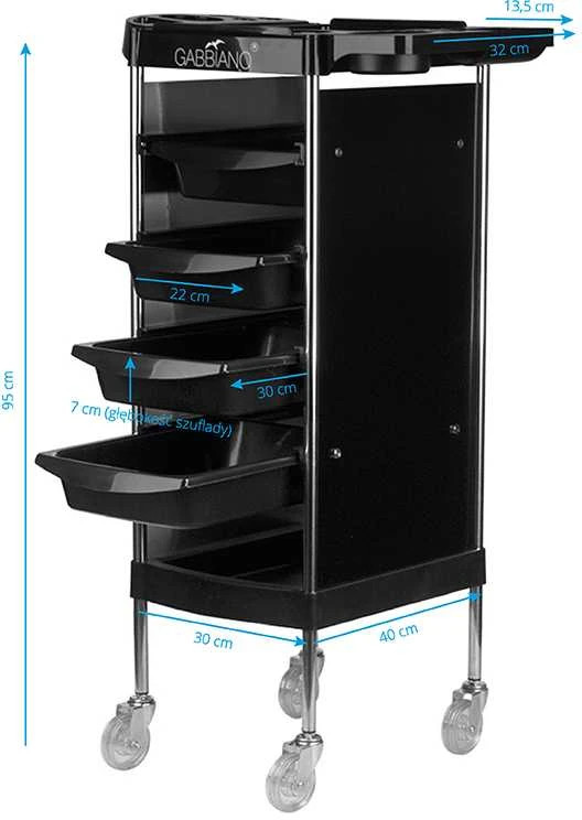 Activeshop Kirpėjo vežimėlis GABBIANO HAIRDRESSER HELPER 2 Juodas