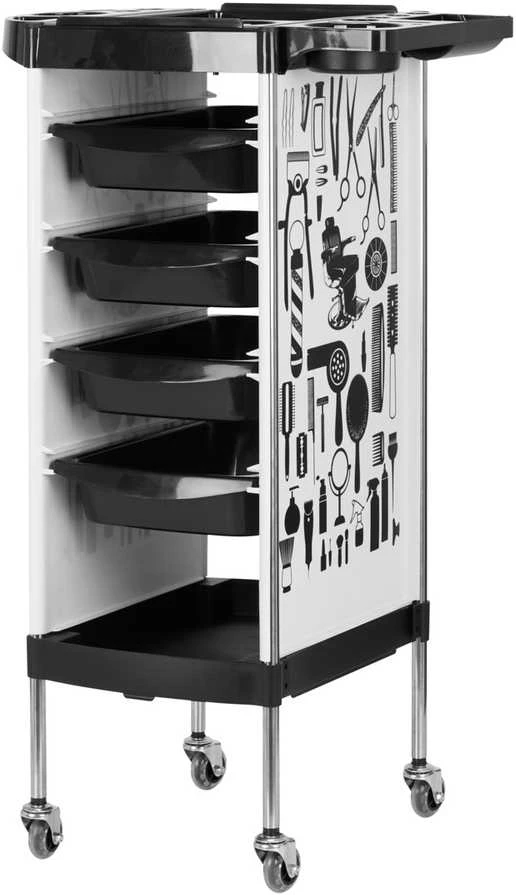 Activeshop Kirpėjo vežimėlis GABBIANO HAIRDRESSER HELPER MODEL 2 Baltas GRAPHIC