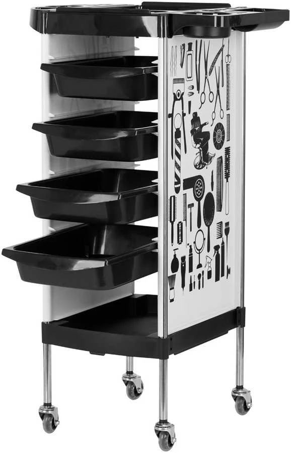 Activeshop Kirpėjo vežimėlis GABBIANO HAIRDRESSER HELPER MODEL 2 Baltas GRAPHIC