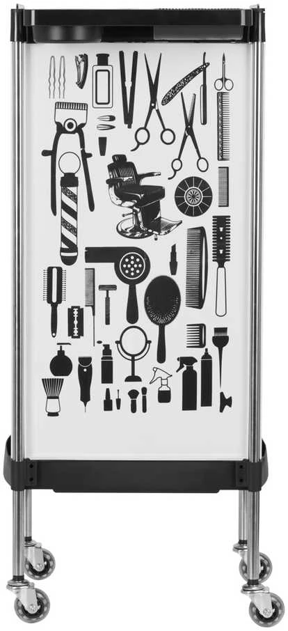 Activeshop Kirpėjo vežimėlis GABBIANO HAIRDRESSER HELPER MODEL 2 Baltas GRAPHIC