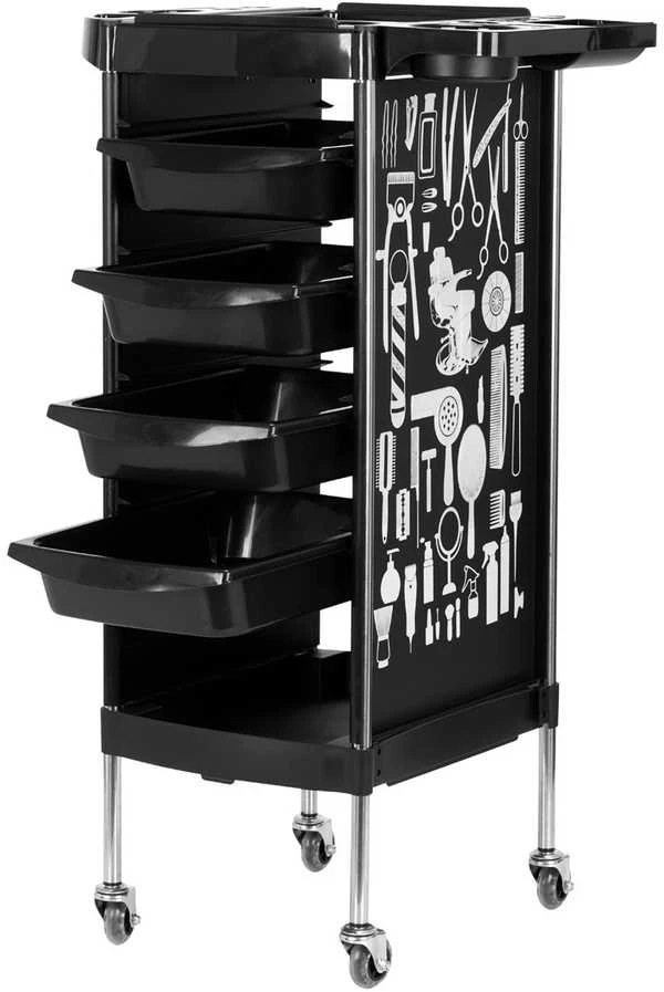 Activeshop Kirpėjo vežimėlis GABBIANO HAIRDRESSER HELPER MODEL 2 Juodas GRAPHIC