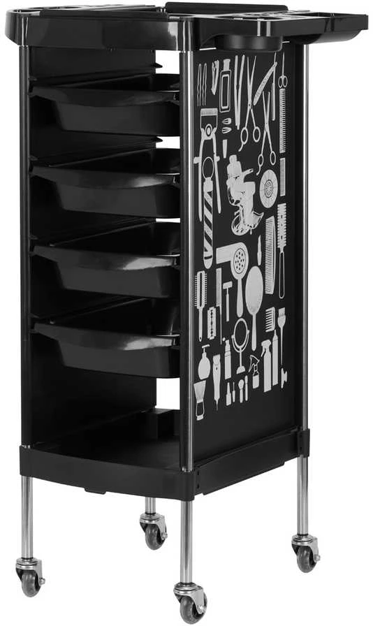 Activeshop Kirpėjo vežimėlis GABBIANO HAIRDRESSER HELPER MODEL 2 Juodas GRAPHIC