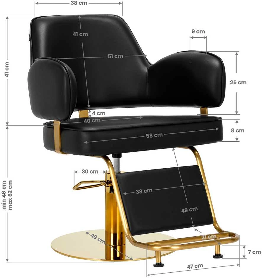 Activeshop Kirpyklos kėdė Gabbiano Professional Hairdressing Chair Linz Juodas Gold