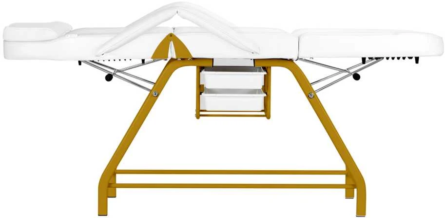 Activeshop Kosmetologinis krėslas BEAUTY CHAIR 557G MODEL GOLD Baltas