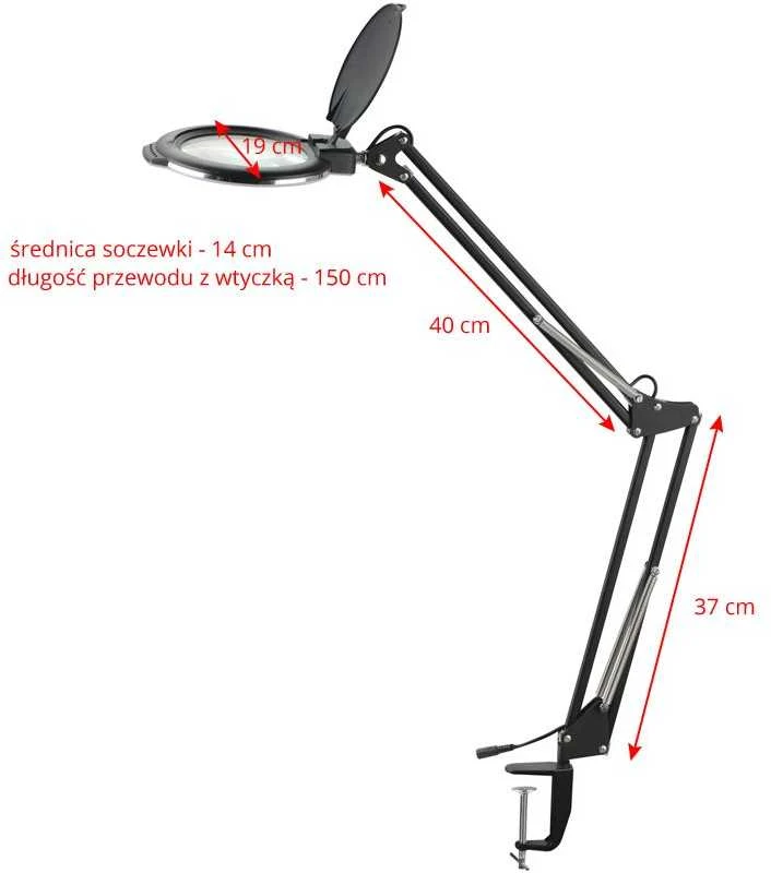 Activeshop Kosmetologinė LED lempa su lupa GLOW 5D/6 8W (juodos spalvos, tvirtinama prie stalo)