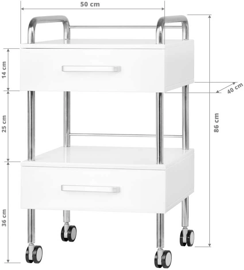 Activeshop Kosmetologinis vežimėlis 6051 Baltas