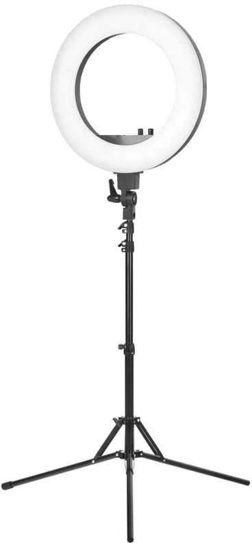 LED lempa makiažui su stovu RING LIGHT 18" 48W Juoda