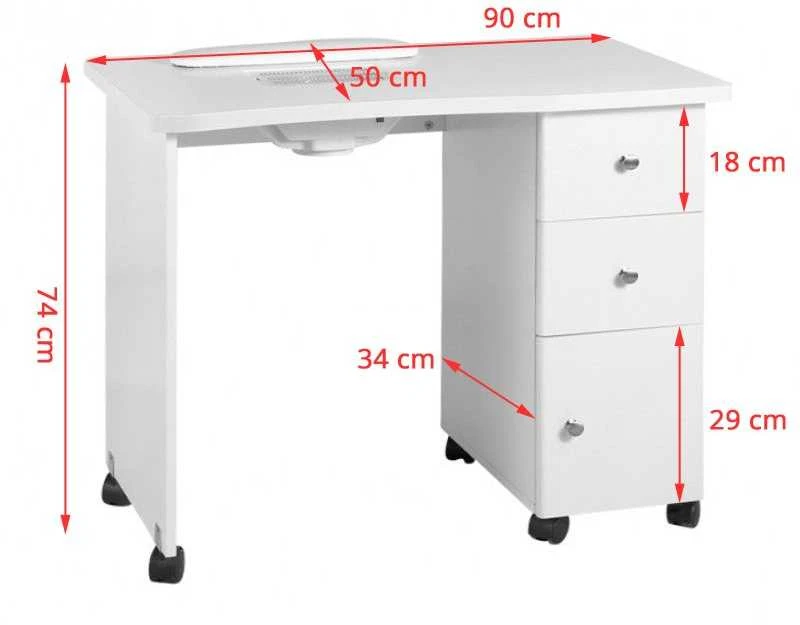 WOOD DESK manikiūro stalas su matmenimis