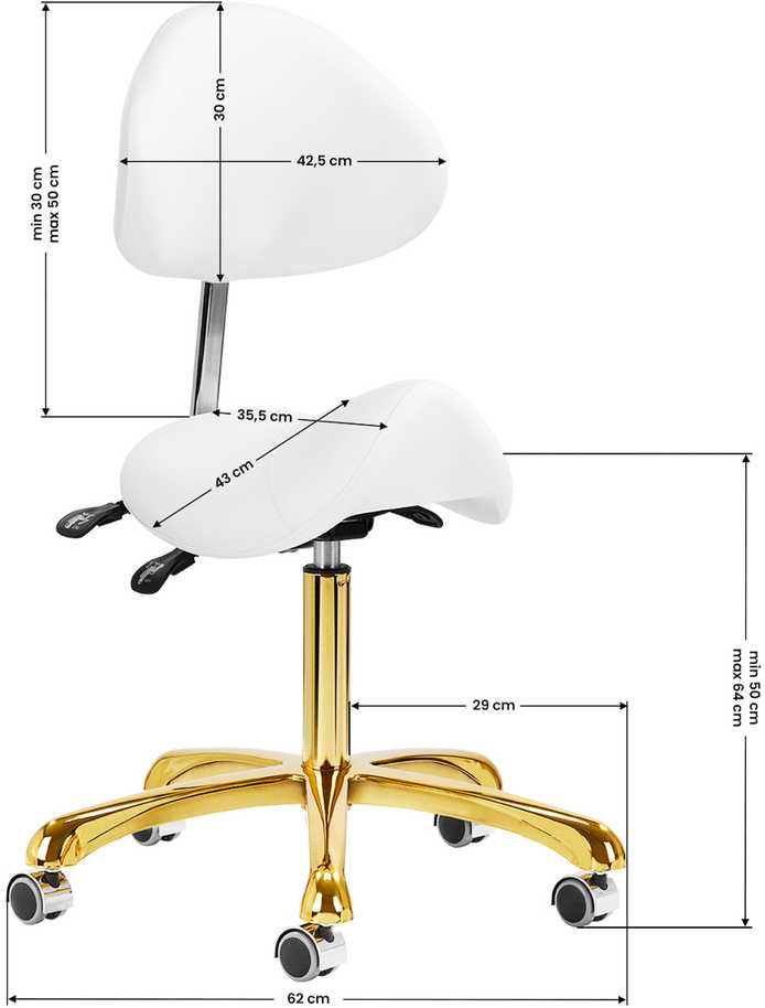 Activeshop Kosmetologinė meistro kėdutė Giovanni 1004 Gold Baltas