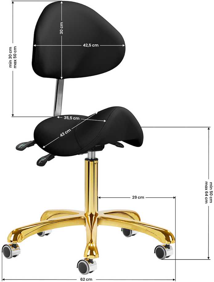 Activeshop Kosmetologinė meistro kėdutė Giovanni 1004 Gold Juodas