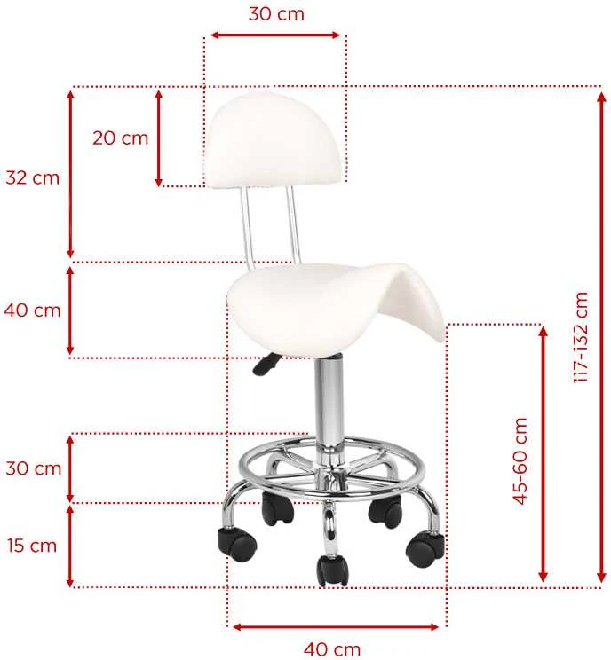 Activeshop Kosmetologinė meistro kėdutė su atlošu 6001 balta