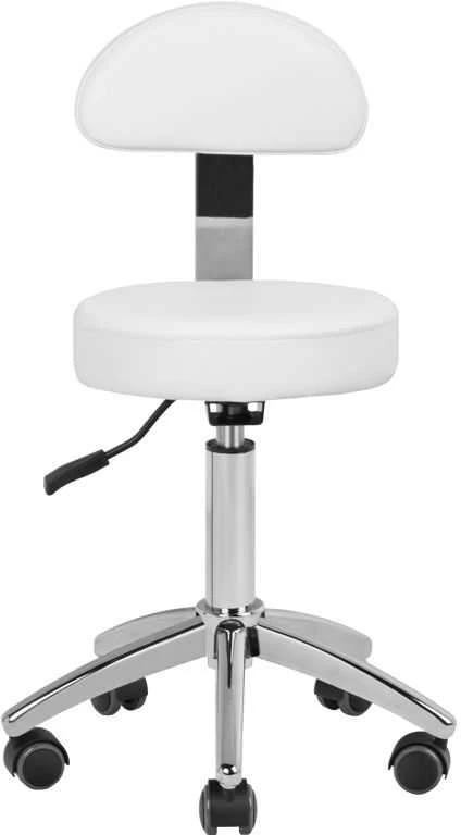 Activeshop Kosmetologinė meistro kėdutė STOOL BEAUTY BACKREST ROUND Baltas