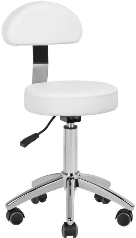 Activeshop Kosmetologinė meistro kėdutė STOOL BEAUTY BACKREST ROUND Baltas