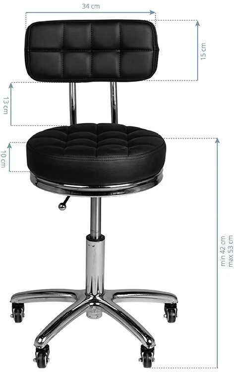 Activeshop Kosmetologinė meistro kėdutė STOOL BEAUTY BACKREST AM-877 Juodas