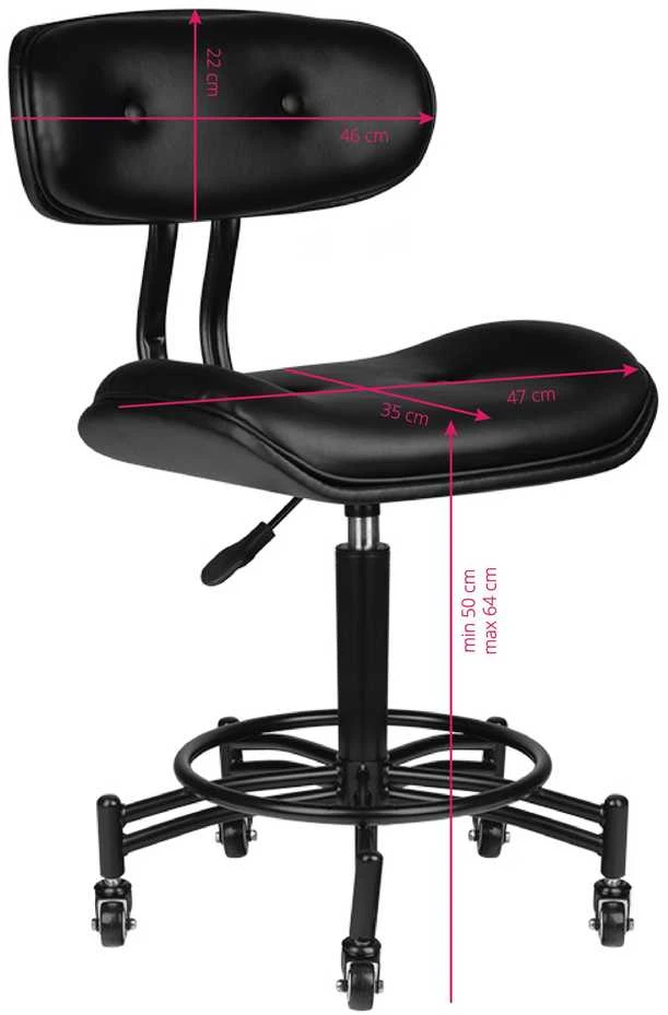 Activeshop Kosmetologinė meistro kėdutė GABBIANO HAIRDRESSER STOOL FLORENCE Juodas
