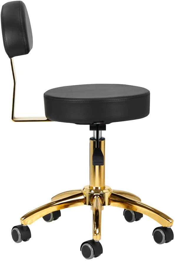 Activeshop Kosmetologinė meistro kėdutė STOOL BEAUTY BACKREST ROUND GOLD Juodas