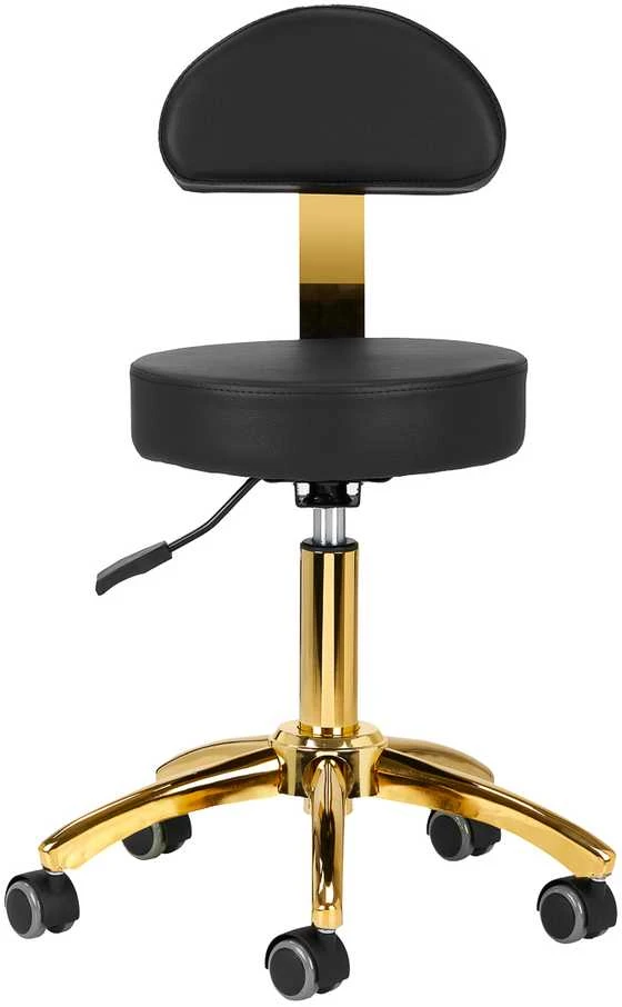 Activeshop Kosmetologinė meistro kėdutė STOOL BEAUTY BACKREST ROUND GOLD Juodas