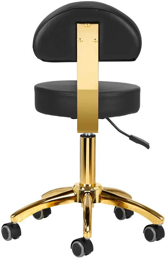 Activeshop Kosmetologinė meistro kėdutė STOOL BEAUTY BACKREST ROUND GOLD Juodas