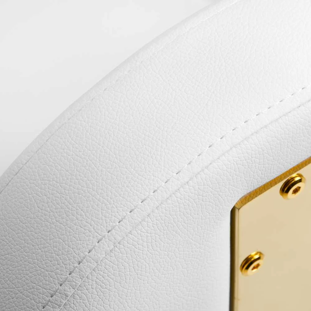 Activeshop Kosmetologinė meistro kėdutė BEAUTY BACKREST ROUND GOLD Baltas