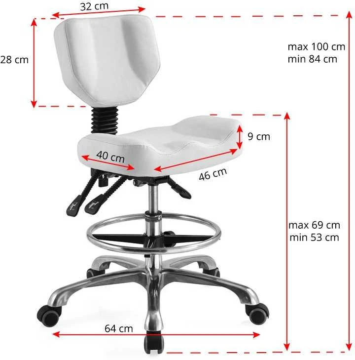 Activeshop Kosmetologinė meistro kėdutė BEAUTY STOOL COMFORT Baltas