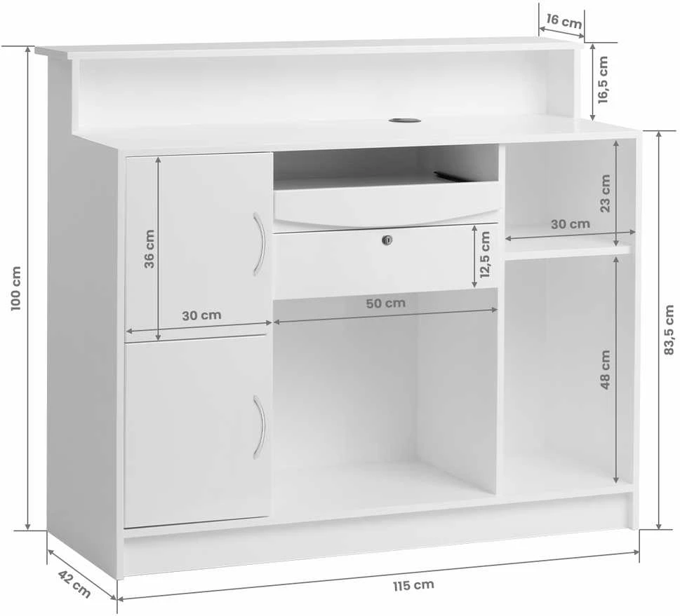 Activeshop Registratūros stalas GABBIANO RECEPTION DESK DIAMOND Baltas
