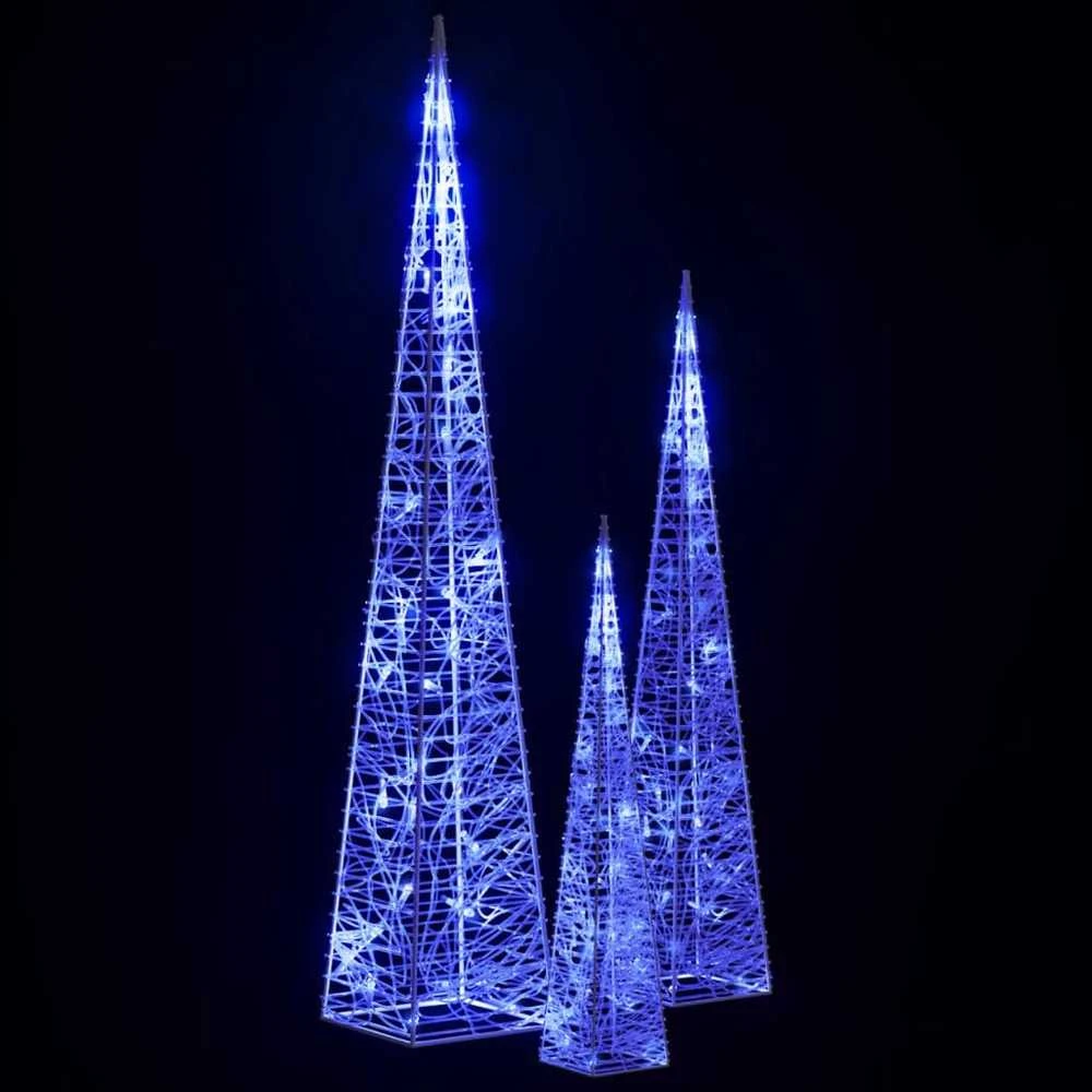 Akrilinė LED dekoracija kūgiai, mėlynos spalvos, 30/45/60cm