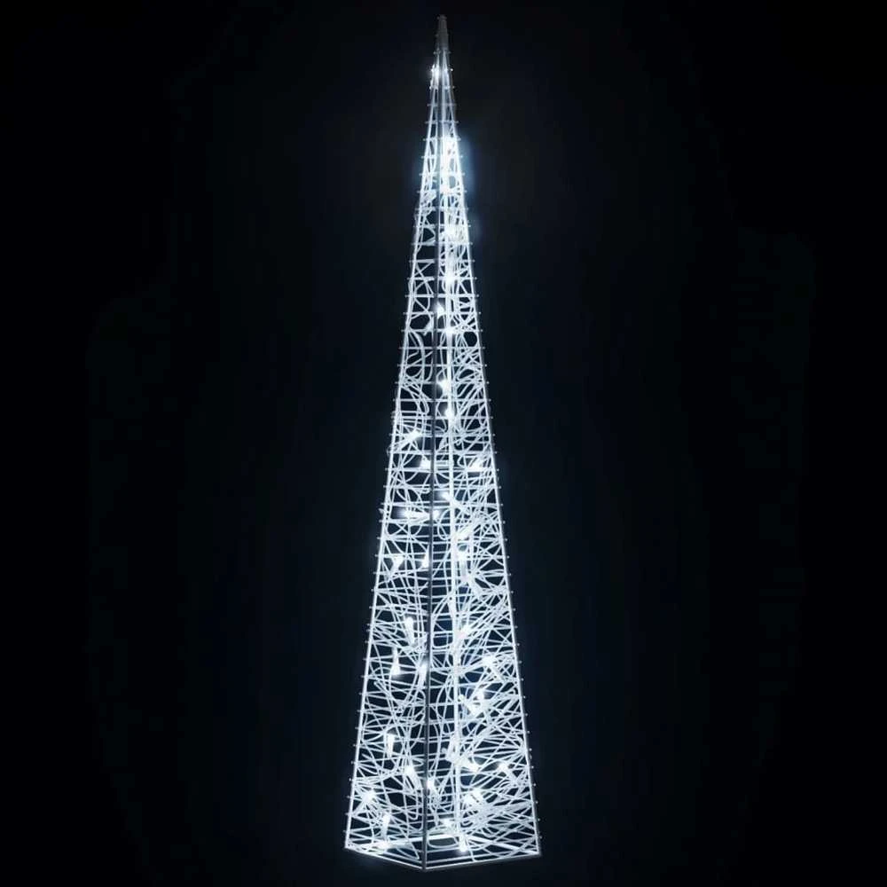 Akrilinė LED dekoracija kūgis, šaltos baltos spalvos, 90cm