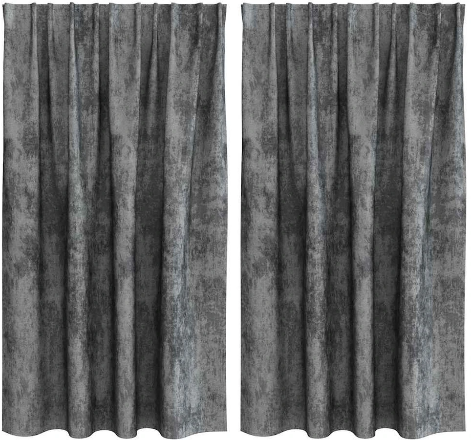 Aksominio tipo užuolaidos 2 vnt. Pilka 140 x 140 cm Aksomas