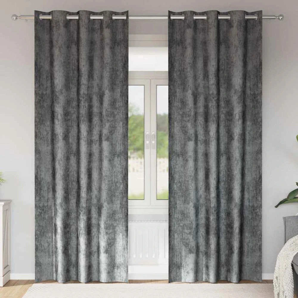 Aksominio tipo užuolaidos 2 vnt. Pilka 260 x 140 cm Aksomas