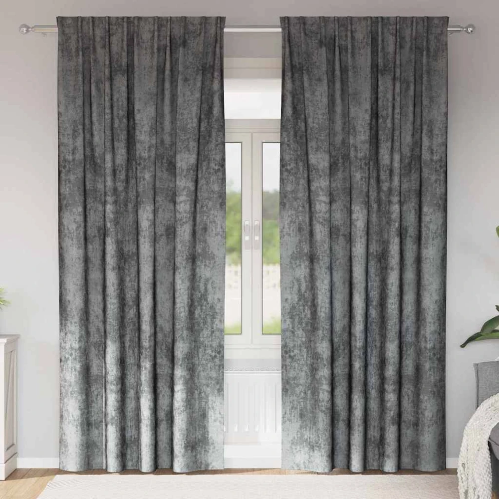 Aksominio tipo užuolaidos 2 vnt. Pilka 260 x 140 cm Aksomas