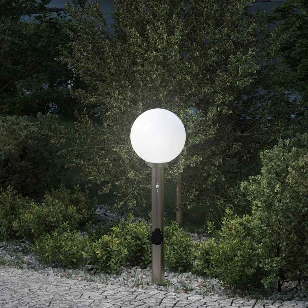 Pakabinamas šviestuvas Apsauginis šviestuvas su jutikliu ir lizdu, 80 cm, nerūdijantis plienas, IP44