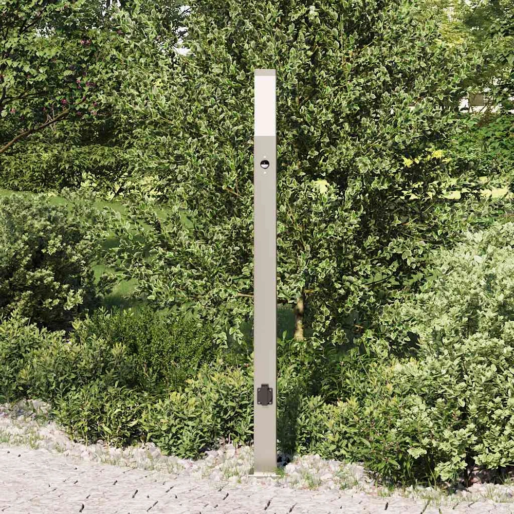 Pakabinamas šviestuvas Apsauginis šviestuvas su jutikliu ir lizdu, 110 cm, nerūdijantis plienas, IP44