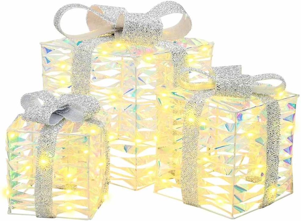 Apšviesta Kalėdinė Dovana 3 vnt. 150 LED Šilta balta