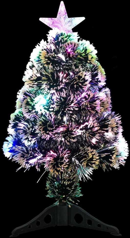 Apšviesta Kalėdų eglutė, žalia ir balta, 64cm, optinis pluoštas