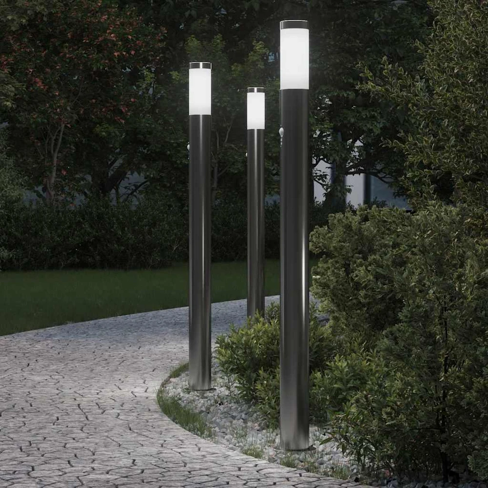 Pakabinamas šviestuvas Apšvietimo stulpeliai su jutikliu, 3 vnt., 110 cm, nerūdijantis plienas, IP44