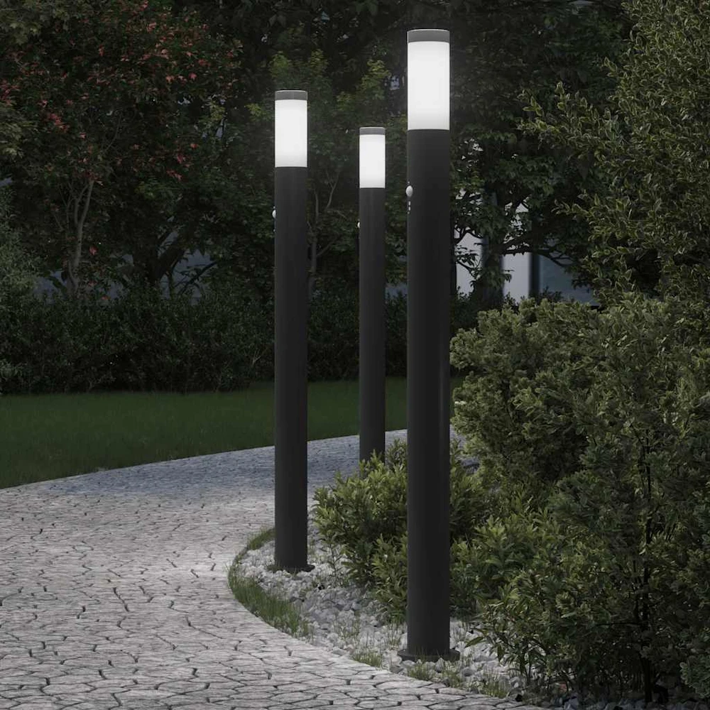 Pakabinamas šviestuvas Apšvietimo stulpeliai su jutikliu, 3 vnt., 110 cm, nerūdijantis plienas, IP44