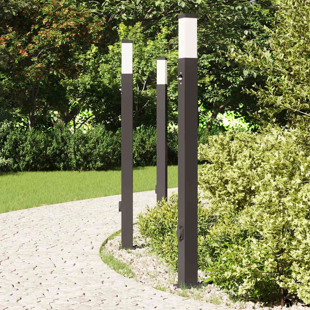 Pakabinamas šviestuvas Apšvietimo stulpeliai su jutikliu ir lizdu, 3 vnt., 110 cm, juodi, IP44