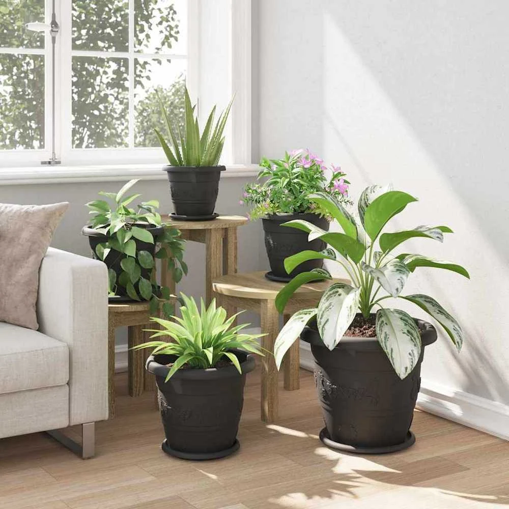 Apvalus gėlių padėklas 6 vnt. Juoda Ø 21,5 x 2,5 cm Plastmasė