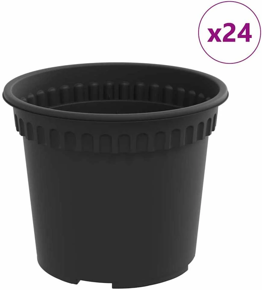 Apvalus gėlių vazonas 24 vnt. Juoda Ø 12,5 x 10 cm Plastmasė