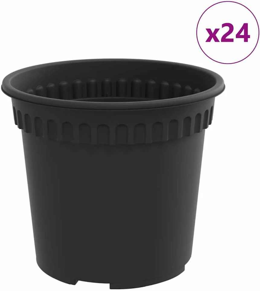 Apvalus gėlių vazonas 24 vnt. Juoda Ø 15 x 12 cm Plastmasė
