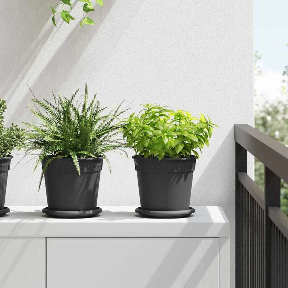 Apvalus gėlių vazonas 24 vnt. Juoda Ø 19 x 16 cm Plastmasė